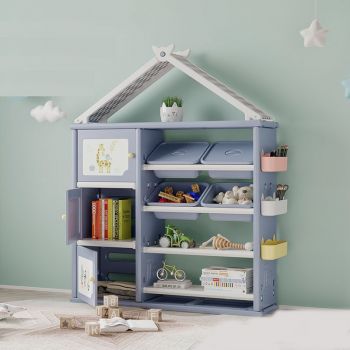 Dulap organizator pentru copii cu 8 cutii Happy House Blue