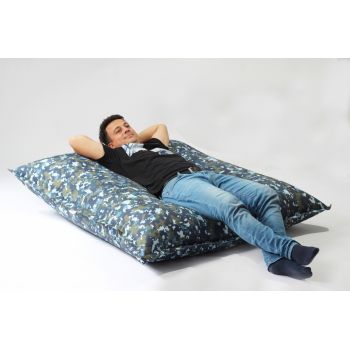 Fotoliu mare magic pillow impermeabil army camouflage air pretabil si la exterior umplut cu perle polistiren