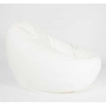 Fotoliu mare nirvana gigant alb piele eco umplut cu perle polistiren beanbag para marca pufrelax