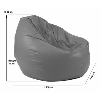 Fotoliu mare nirvana gigant dark grey umplut cu perle polistiren beanbag para marca Pufrelax