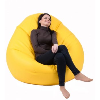 Fotoliu mare nirvana gigant yellow piele eco umplut cu perle polistiren beanbag para marca pufrelax