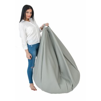 Fotoliu mediu nirvana grande alb piele eco umplut cu perle polistiren beanbag marca Pufrelax