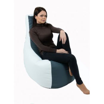 Fotoliu mediu sunlounger evo grey white umplut cu perle polistiren