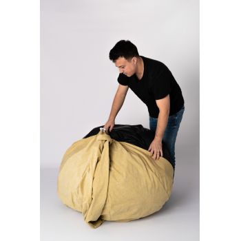 Fotoliu pufrelax nirvana hobbit dark beige umplut cu perle polistiren beanbag marca Pufrelax