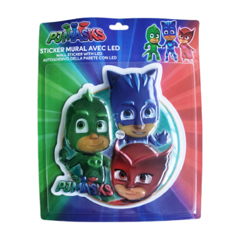 Sticker de perete cu led PJ Masks Bufnita, Sopi si Pisoi SunCity LEY2217LQA