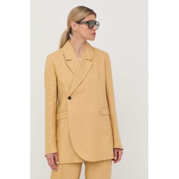 Herskind blazer din amestec de in culoarea bej, un singur rand de nasturi, neted