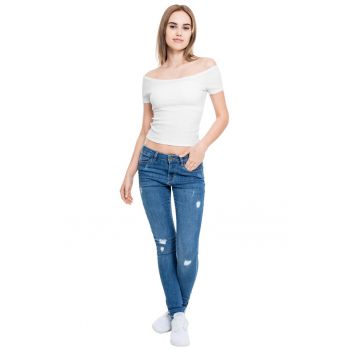 Tricou crop cu aspect striat de firma original