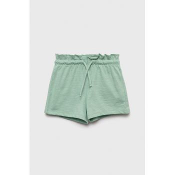 United Colors of Benetton pantaloni scurți din bumbac pentru copii culoarea verde, neted