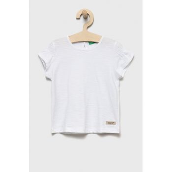 United Colors of Benetton tricou de bumbac pentru copii culoarea alb