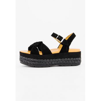 Espadrile flatform de piele intoarsa