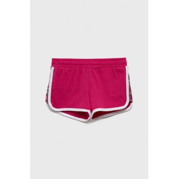 Diadora pantaloni scurți din bumbac pentru copii culoarea violet, cu imprimeu, talie reglabila