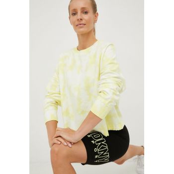 Dkny hanorac de bumbac femei, culoarea galben, modelator