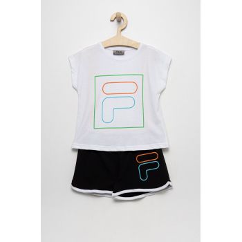 Fila pijama copii culoarea alb, cu imprimeu