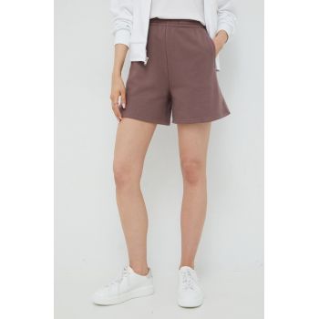 GAP pantaloni scurti femei, culoarea violet, neted, high waist