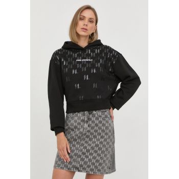 Karl Lagerfeld bluza femei, culoarea negru, cu imprimeu