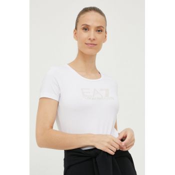 EA7 Emporio Armani tricou femei, culoarea alb