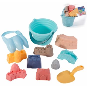 Set 11 jucarii de nisip cu galetusa,forme de nisip si accesorii Woopie Pastel