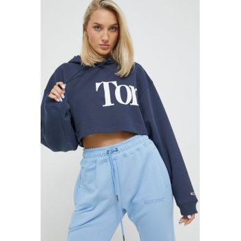 Tommy Jeans bluza femei, culoarea albastru marin, cu imprimeu