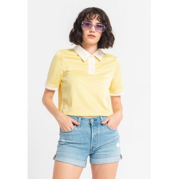 Tricou polo crop cu model Sigga