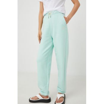 Lee pantaloni de trening femei, culoarea verde, neted