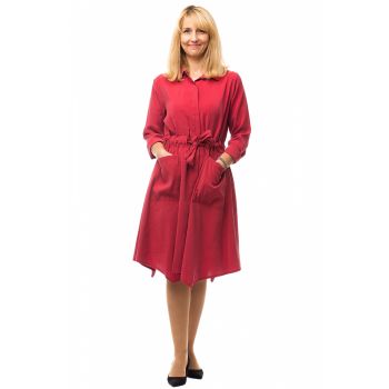 Rochie bordo, midi, matasoasa, tip camasa