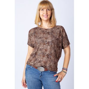 Tricou din vascoza cu imprimeu animal print - leopard