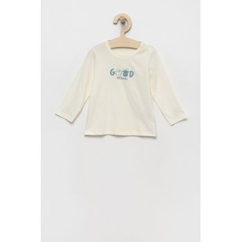 United Colors of Benetton longsleeve din bumbac pentru copii culoarea bej