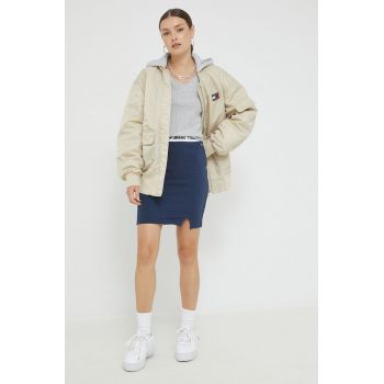 Tommy Jeans fusta culoarea albastru marin, mini, drept