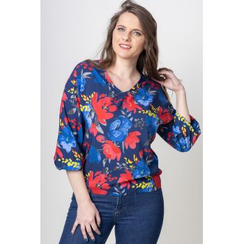 Bluza din vascoza cu imprimeu floral ieftina