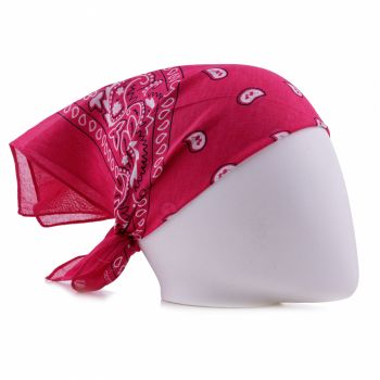 Bandana tip batic patrat cu imprimeu alb pe fucsia