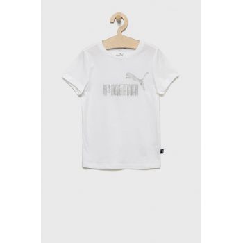 Puma tricou de bumbac pentru copii culoarea alb, cu imprimeu