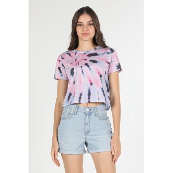 Tricou crop regular fit cu mode tie-dye