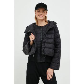 Sisley geaca femei, culoarea negru, de iarna