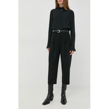 MICHAEL Michael Kors pantaloni femei, culoarea negru, drept, high waist