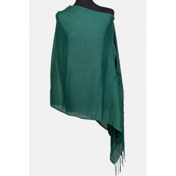 Esarfa verde inchis din cashmere subtire dreptunghiulara