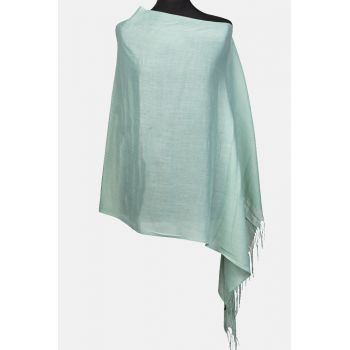 Esarfa verde menta din cashmere subtire dreptunghiulara