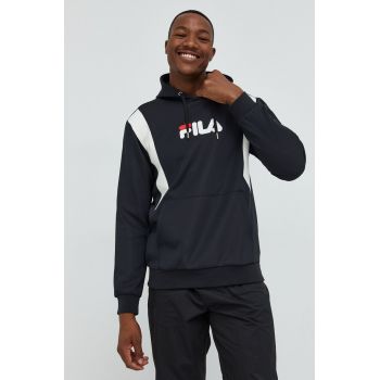 Fila bluza barbati, culoarea negru, cu imprimeu de firma original