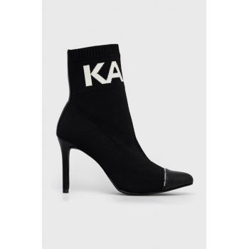 Karl Lagerfeld botine Panache Hi femei, culoarea negru, cu toc cui