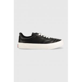 Tommy Jeans sneakers din piele Leather Soccer Vulc culoarea negru