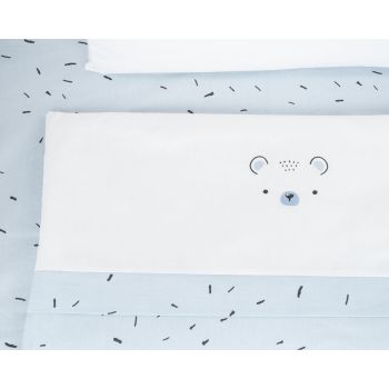 Set lenjerie patut 5piese KikkaBoo cu broderie Mini Cot Bear with me Blue 80x50 cm