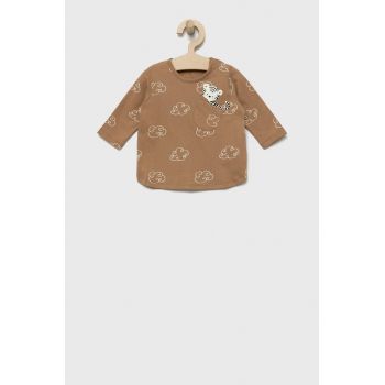 United Colors of Benetton longsleeve din bumbac pentru copii culoarea maro, modelator