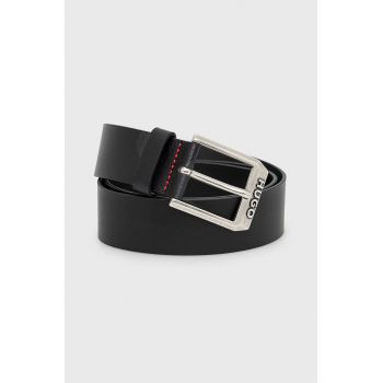 HUGO curea de piele barbati, culoarea negru