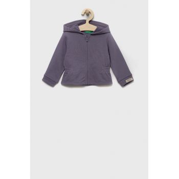 United Colors of Benetton hanorac de bumbac pentru copii culoarea violet, neted