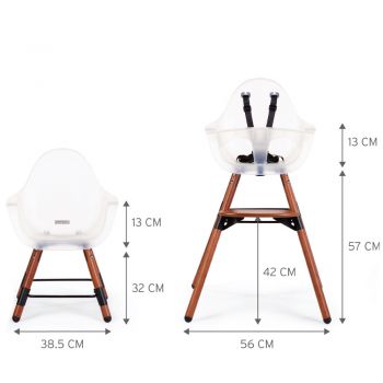 Scaun de masa reglabil in inaltime Childhome Evolu 2 natural inchisalb transparent