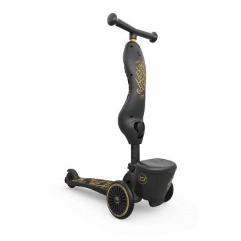 Trotineta copii cu sezut transformabila 2in1 HighwayKick 1 Black Gold Limited cu suport jucarie 1-5 ani Scoot Ride