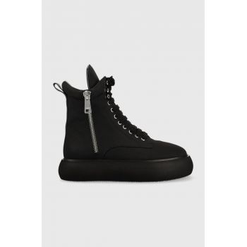 Dkny sneakers Aken femei, culoarea negru, cu platforma