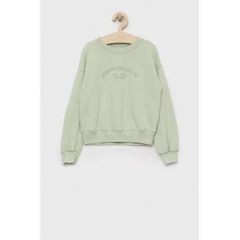 Abercrombie & Fitch bluza copii culoarea verde, neted