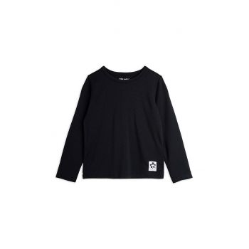 Mini Rodini longsleeve copii culoarea negru, neted