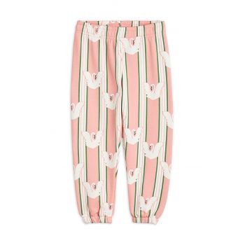 Mini Rodini pantaloni de trening din bumbac pentru copii culoarea roz, modelator