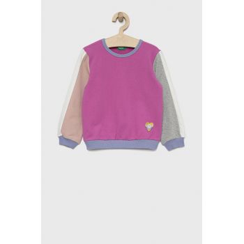 United Colors of Benetton bluza copii culoarea violet, neted